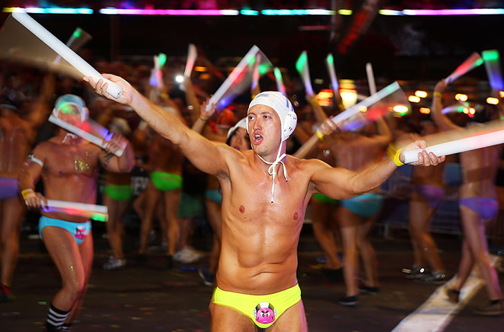 Mardi Gras: A group of lifeguards enjoy the celebrations