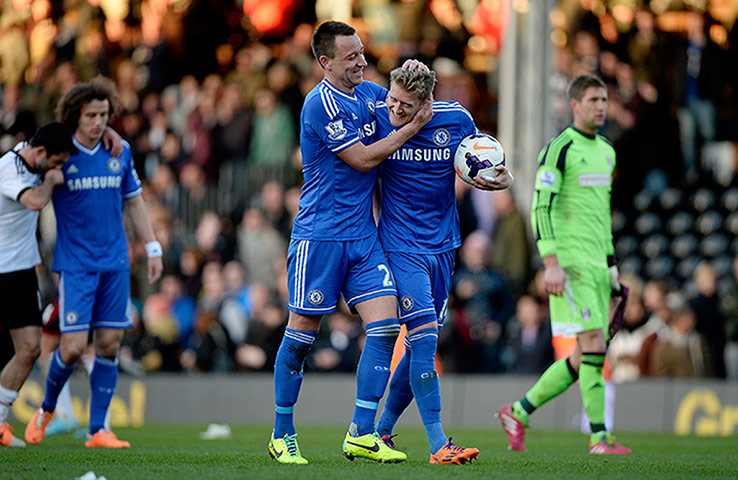 fulham v chelsea: André Schürrle holds the matchball 