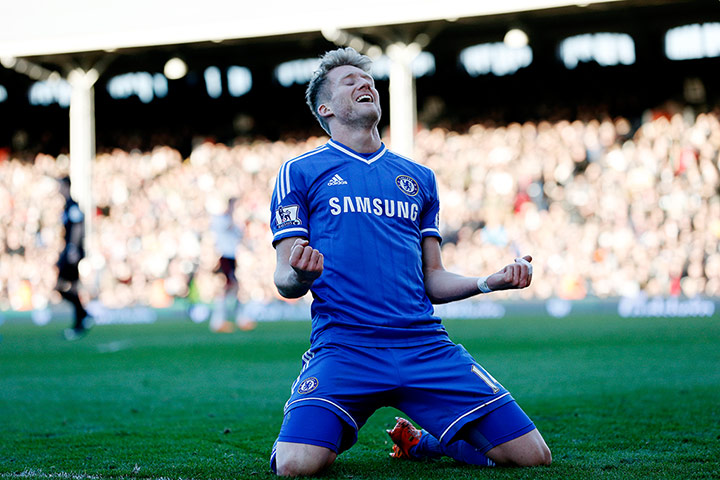 fulham v chelsea: Schürrle celebrates his third goal