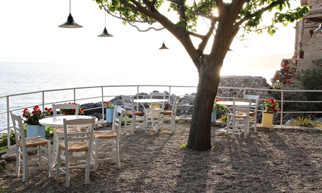 Lela's Taverna overlooks the old port in the , Kardamyli in the Peloponnese