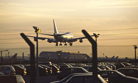 Aircraft landing at Heathrow airport