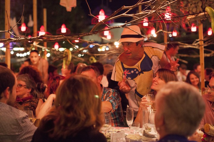 Lola's Pergola: Maxwell Mason, the host of the First Fruit Dinners speaks to guests