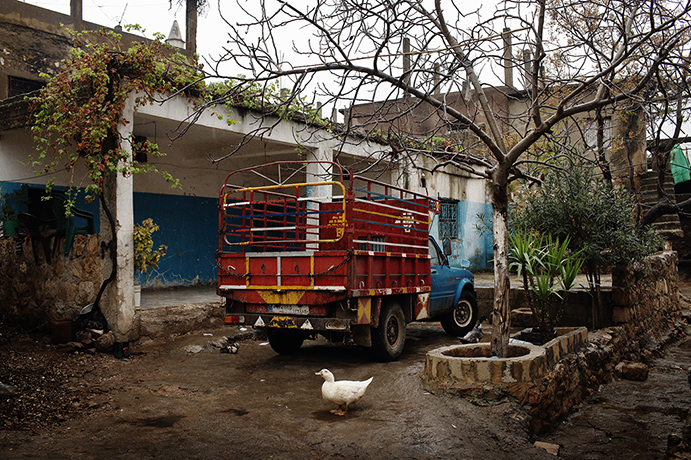 Qabaait, northern Lebanon: A truck sits in a Qabaait courtyard