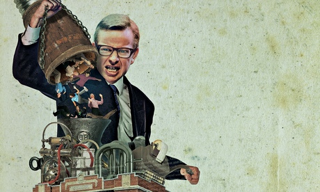 Steve Caplin illustration of Michael Gove and a machine making teachers