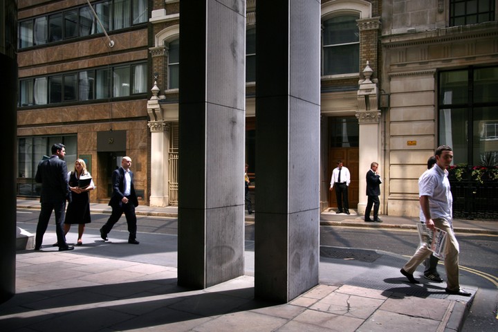 Big Picture: Square Mile: London's Square Mile. Office workers on sunny street