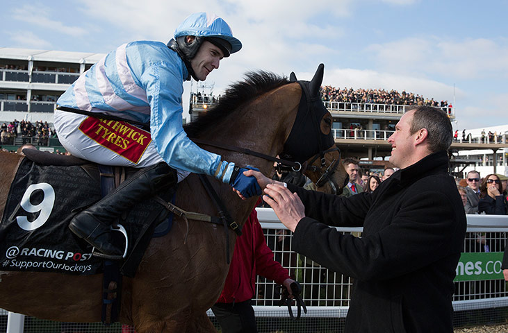 Cheltenham day 1: Tom Scudamore is congratulated after winning the Arkle Trophy 