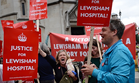 Protesters celebrate after the high court ruled government plans over Lewisham hospital were illegal