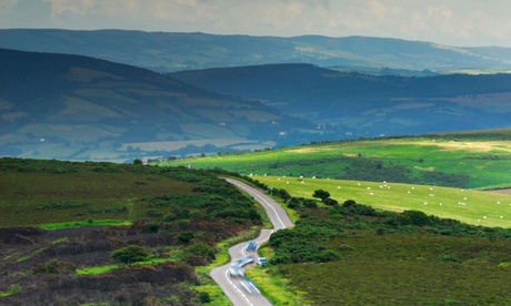 View of the A39 road from Porlock hill near Porlock in exmoor National Park somerset England UK