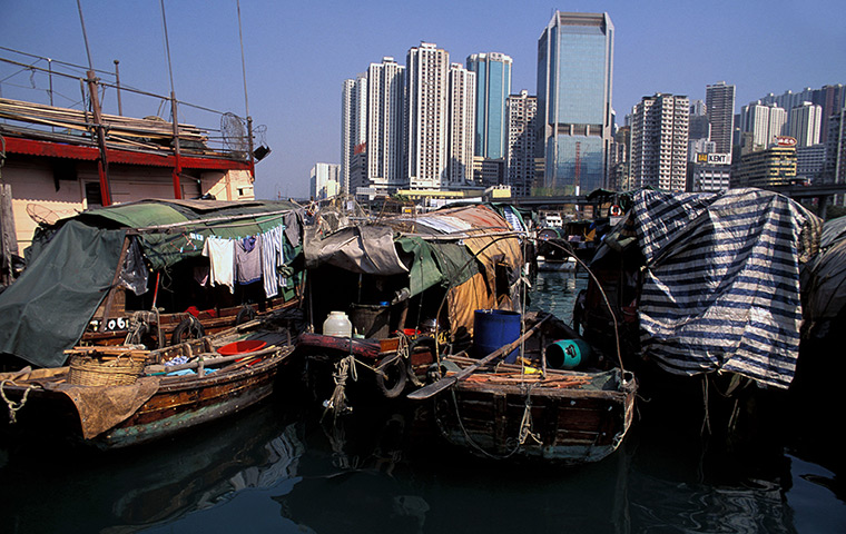 Floating cities: in Hong Kong’s Causeway Bay, tens of thousands of sampan-dwellers formed a 