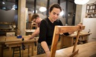 Sophie Heawood making a table