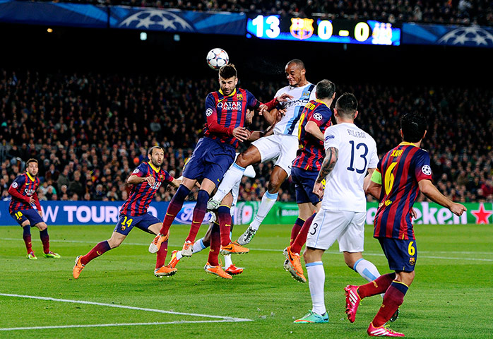 Barca v City: Vincent Kompany header