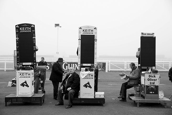 Cheltenham in b/w: Bookies waiting for business before racing 