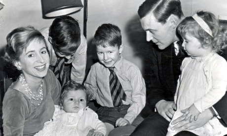 Tony Benn with his wife Caroline, children Stephen, Hilary, Melissa and new baby Joshua