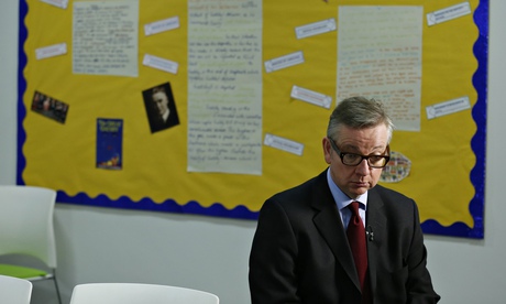 Britain's Education Secretary Michael Gove in classroom