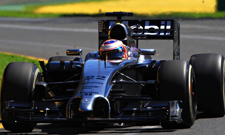 Kevin Magnussen practises in his McLaren