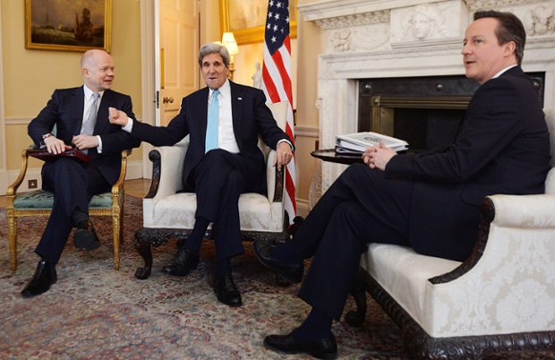 Things look pretty relaxed in front of the cameras inside Downing Street.