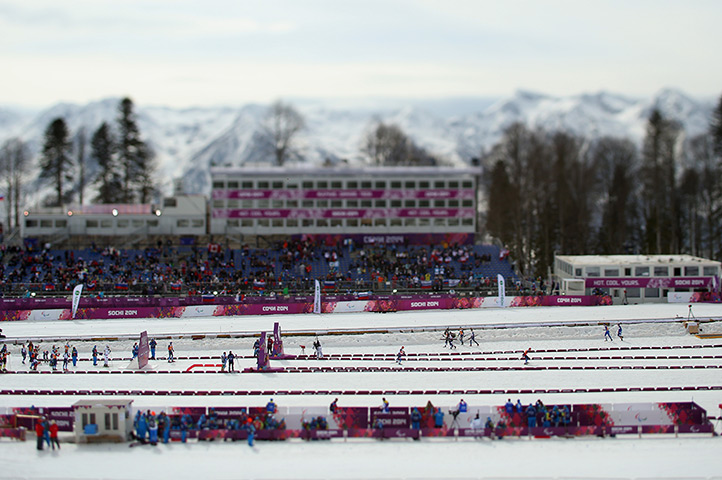 looking back: paralympics: The start of the men's 7.5km visually impaired Biathlon