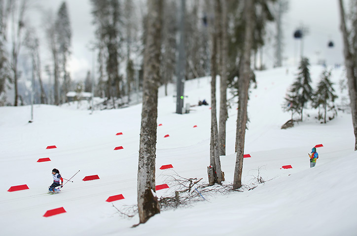 looking back: paralympics: Marta Zaynullina of Russia competes in the women's 12.5km sitting biathlon