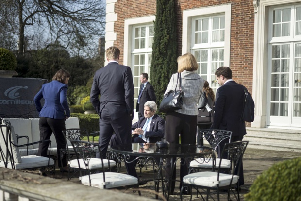 And chats with staff members.