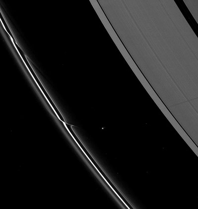 Solar system moons: Prometheus perturbing Saturn’s F-ring