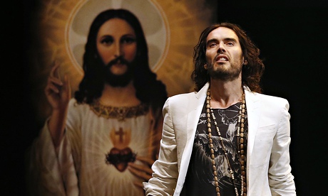 British comedian Russell Brand performs at his Messiah Complex show in London