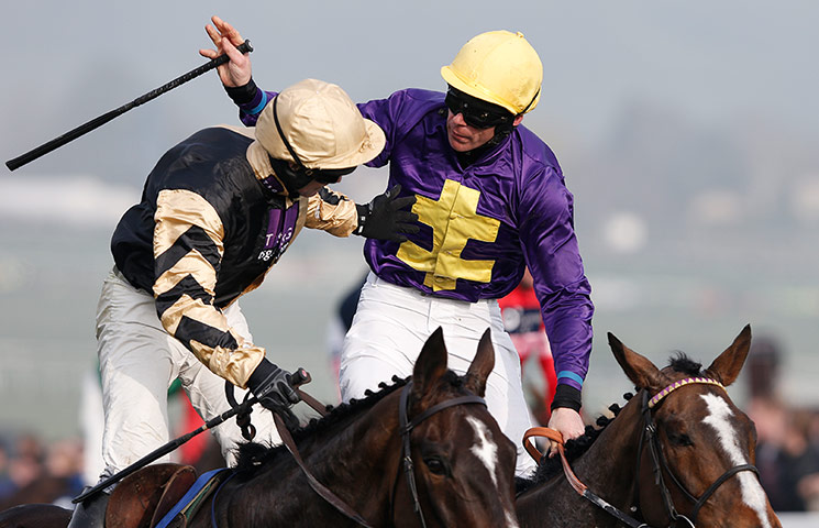 gold cup day: David Casey riding On His Own and Davy Russell on Lord Windermere 