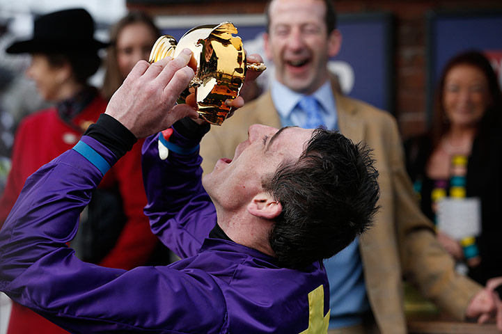gold cup day: Davey Russell with the Gold Cup