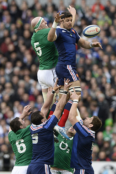 france v ireland: Ireland's lock Paul O'Connell and France's hooker Guilhem Guirado 