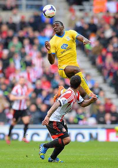 saturday round-up: Yannick Bolasie of Crystal Palace climbs above Liam Bridcutt