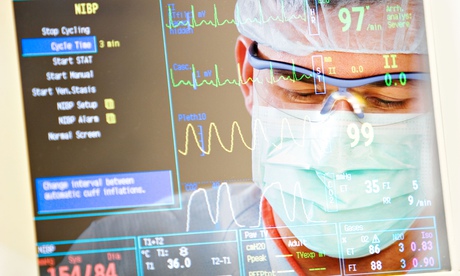 Surgeon and monitor readout of vital signs