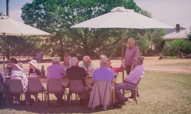 Eastern Peake's Longest Lunch: the vineyard's boss, Norman Latta (standing), chats to diners