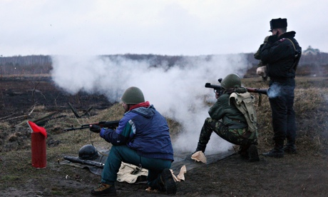 Ukrainian recruits firing practice