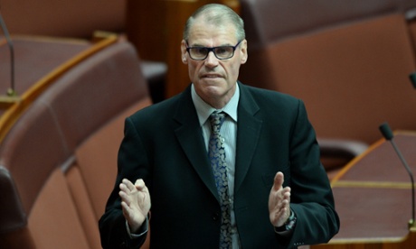 John Faulkner sets the parameters during a suspension motion on Arthur Sinodinos.