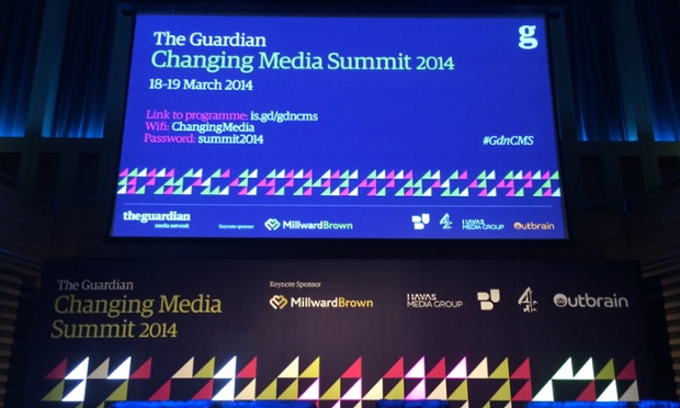 The stage before the start of day two at the Changing Media Summit 2014.