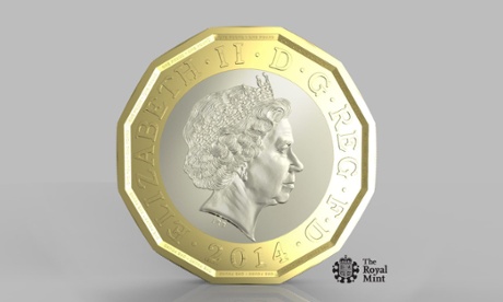 The new 12-sided pound coin, based on the historic three pence piece, also known as the    threepenny bit , which was the first coin to feature a portrait of Queen Elizabeth II.