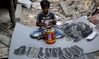 A boy working in a leather shoe factory in Calcutta
