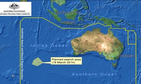 Search area for the Australian search has been reduced to 300,000 square kilometres from 600,000 square kilometres