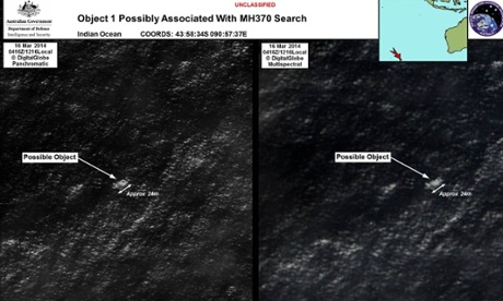 Australian authorities have released satellite images of the two objects spotted.