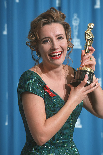 Emma Thompson: Emma Thompson with her Oscar at the 65th Annual Academy Awards