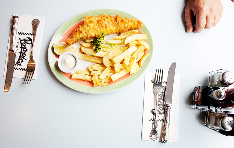 A hearty plate of fish and chips.