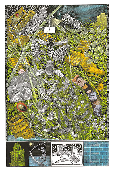 The Ondt and the Gracehoper, from Finnegans Wake: John Vernon Lord 2014