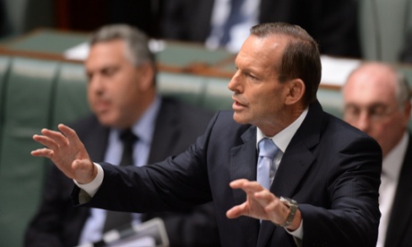 Prime Minister Tony Abbott speaks during House of Representatives Question Time at Parliament House in Canberra, Tuesday, March 25, 2014.