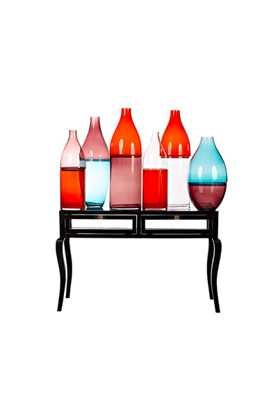 Homes - Wishlist: selection of red and blue glass vases