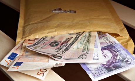 wad of cash in envelope