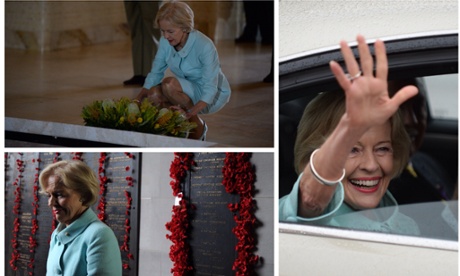 Outgoing Governor-General Dame Quentin Bryce visiting the Australian War Memorial in Canberra, Wednesday, March 26 2014. The new Governor-General Peter Cosgrove will officially commence his duties on Friday.