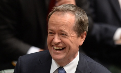 Opposition leader Bill Shorten laughing during House of Representatives Question Time at Parliament House in Canberra, Wednesday, March 26, 2014.
