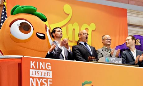 Riccardo Zacconi (black suit), CEO of King Digital Entertainment at the NYSE