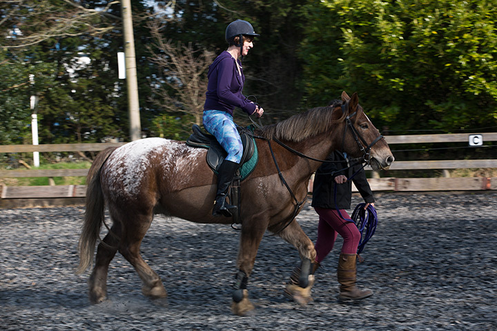 Beach horse riding: Upper body - lean forward slightly, hips - stay supple, lower leg - grop th