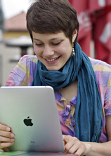 Woman using iPad