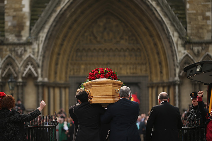 Tony Benn funeral: The coffin of the late Tony Benn is carried into the grounds of Westminster